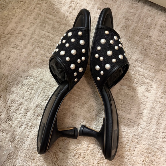 Dolce Vita Meeza Imitation Pearl Black Kitten Heel Sandals 6.5 brand NEW in box - Picture 4 of 8